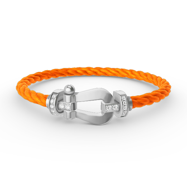 [KELA]FORCE LARGE HORSESHOE HALF DIAMOND BRACELET - WHITE GOLD