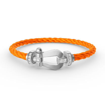 [KELA]FORCE LARGE HORSESHOE HALF DIAMOND BRACELET - WHITE GOLD