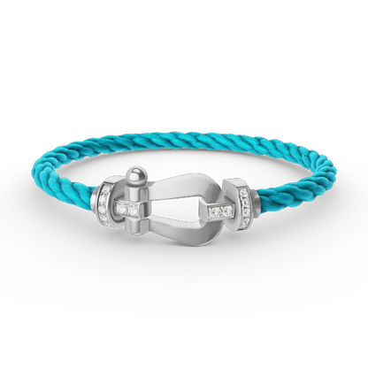 [KELA]FORCE LARGE HORSESHOE HALF DIAMOND BRACELET - WHITE GOLD