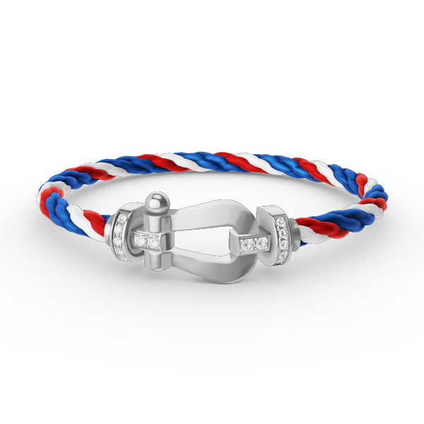 [KELA]FORCE LARGE HORSESHOE HALF DIAMOND BRACELET - WHITE GOLD