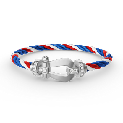 [KELA]FORCE LARGE HORSESHOE HALF DIAMOND BRACELET - WHITE GOLD