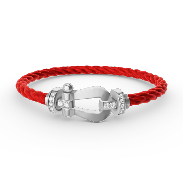 [KELA]FORCE LARGE HORSESHOE HALF DIAMOND BRACELET - WHITE GOLD