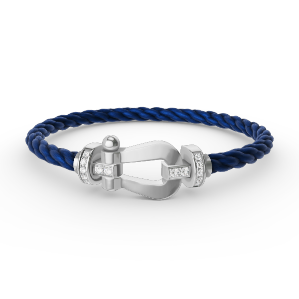 [KELA]FORCE LARGE HORSESHOE HALF DIAMOND BRACELET - WHITE GOLD