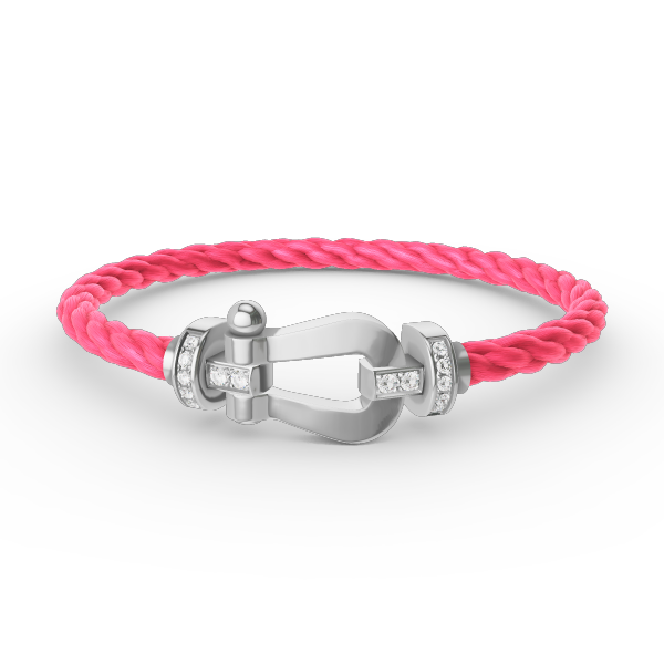 [KELA]FORCE LARGE HORSESHOE HALF DIAMOND BRACELET - WHITE GOLD