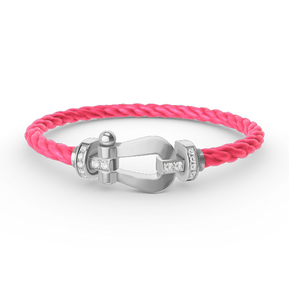 [KELA]FORCE LARGE HORSESHOE HALF DIAMOND BRACELET - WHITE GOLD