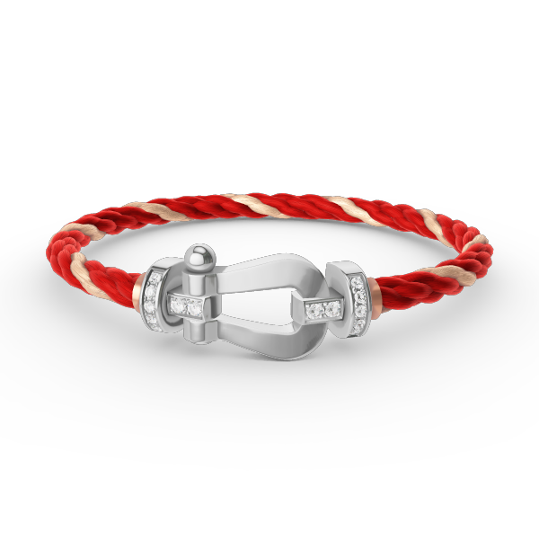 [KELA]FORCE LARGE HORSESHOE HALF DIAMOND BRACELET - WHITE GOLD