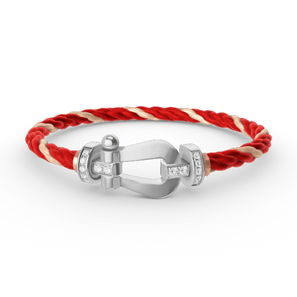 [KELA]FORCE LARGE HORSESHOE HALF DIAMOND BRACELET - WHITE GOLD
