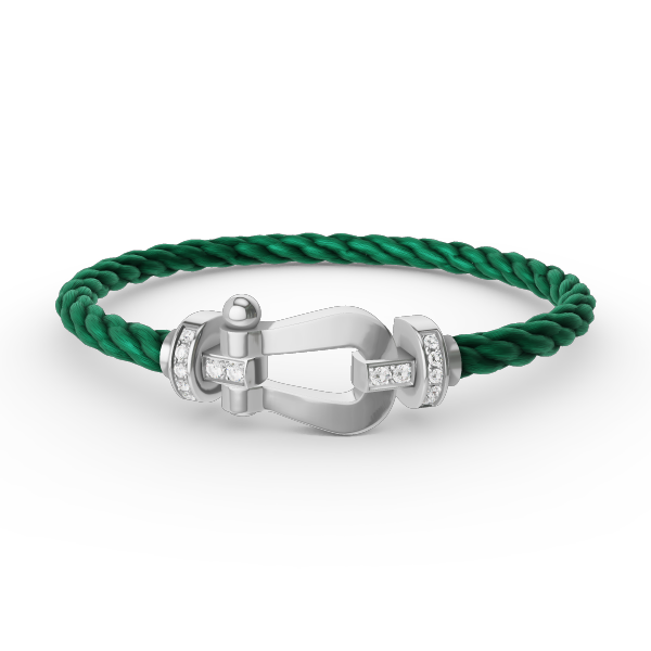 [KELA]FORCE LARGE HORSESHOE HALF DIAMOND BRACELET - WHITE GOLD