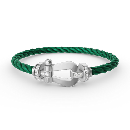 [KELA]FORCE LARGE HORSESHOE HALF DIAMOND BRACELET - WHITE GOLD