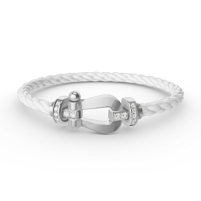 [KELA]FORCE LARGE HORSESHOE HALF DIAMOND BRACELET - WHITE GOLD