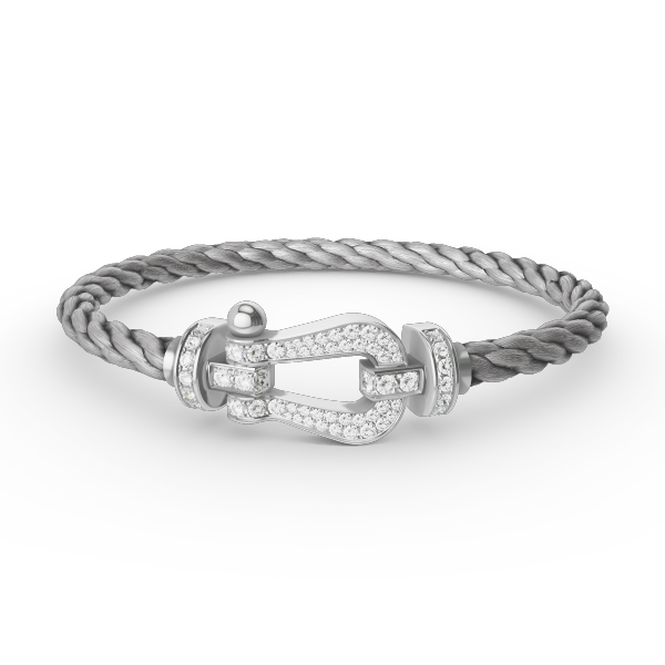 [KELA]FORCE LARGE HORSESHOE FULL DIAMOND BRACELET - WHITE GOLD