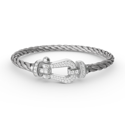 [KELA]FORCE LARGE HORSESHOE FULL DIAMOND BRACELET - WHITE GOLD