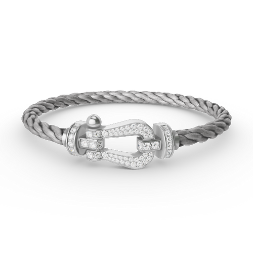 [KELA]FORCE LARGE HORSESHOE FULL DIAMOND BRACELET - WHITE GOLD