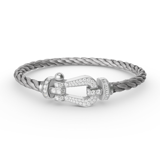 [KELA]FORCE LARGE HORSESHOE FULL DIAMOND BRACELET - WHITE GOLD