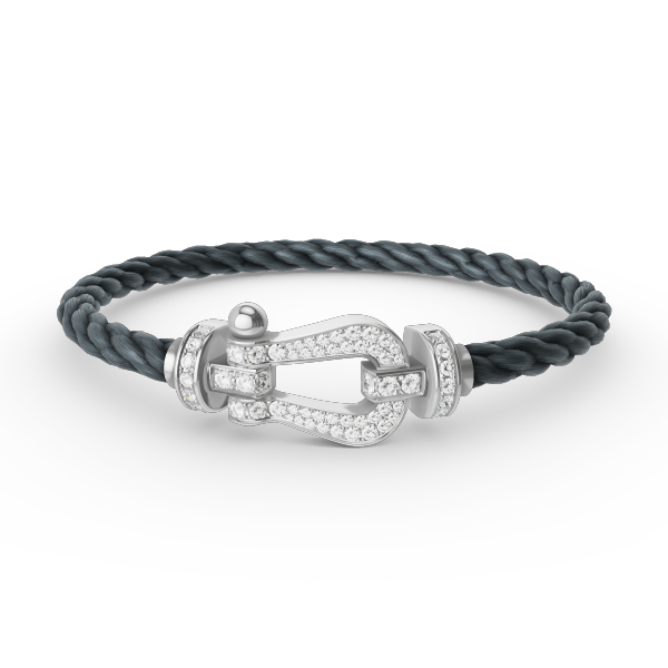 [KELA]FORCE LARGE HORSESHOE FULL DIAMOND BRACELET - WHITE GOLD