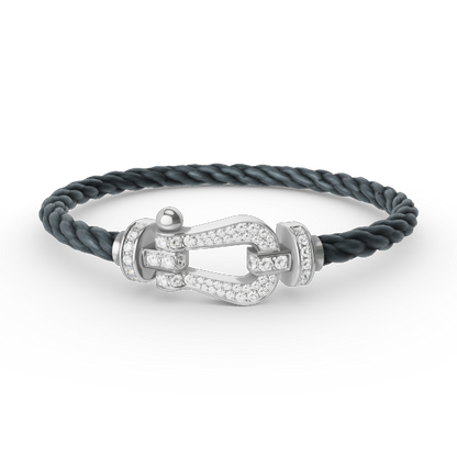 [KELA]FORCE LARGE HORSESHOE FULL DIAMOND BRACELET - WHITE GOLD