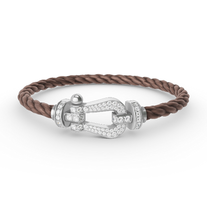 [KELA]FORCE LARGE HORSESHOE FULL DIAMOND BRACELET - WHITE GOLD