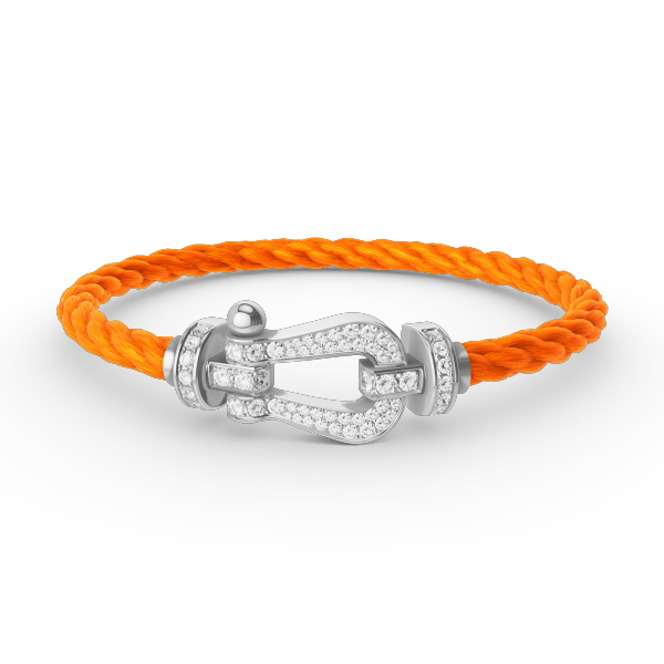 [KELA]FORCE LARGE HORSESHOE FULL DIAMOND BRACELET - WHITE GOLD