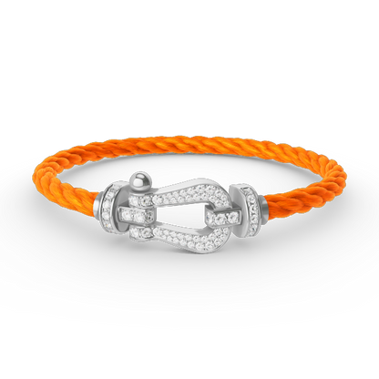 [KELA]FORCE LARGE HORSESHOE FULL DIAMOND BRACELET - WHITE GOLD