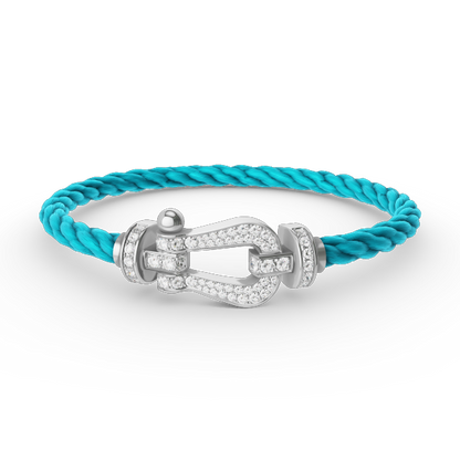 [KELA]FORCE LARGE HORSESHOE FULL DIAMOND BRACELET - WHITE GOLD