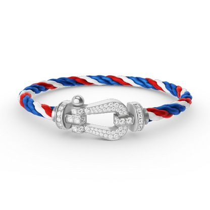[KELA]FORCE LARGE HORSESHOE FULL DIAMOND BRACELET - WHITE GOLD