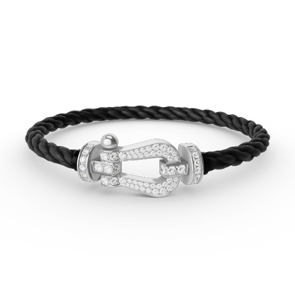 [KELA]FORCE LARGE HORSESHOE FULL DIAMOND BRACELET - WHITE GOLD