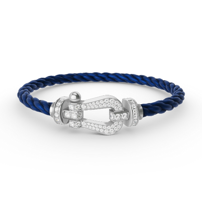 [KELA]FORCE LARGE HORSESHOE FULL DIAMOND BRACELET - WHITE GOLD