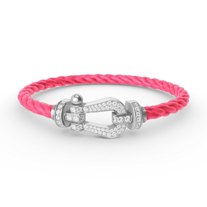 [KELA]FORCE LARGE HORSESHOE FULL DIAMOND BRACELET - WHITE GOLD