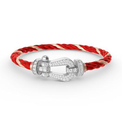 [KELA]FORCE LARGE HORSESHOE FULL DIAMOND BRACELET - WHITE GOLD
