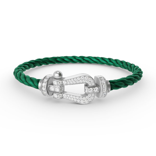 [KELA]FORCE LARGE HORSESHOE FULL DIAMOND BRACELET - WHITE GOLD