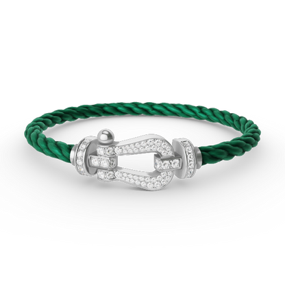 [KELA]FORCE LARGE HORSESHOE FULL DIAMOND BRACELET - WHITE GOLD