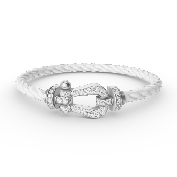 [KELA]FORCE LARGE HORSESHOE FULL DIAMOND BRACELET - WHITE GOLD
