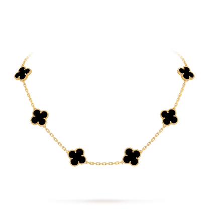 [KELA]CLASSIC LUCKY 10-MOTIF CLOVER NECKLACE GOLD COLLECTION
